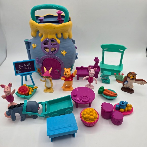 Vintage Winnie the Pooh honey pot carry and play set and friends playhouse fun - Picture 2 of 5